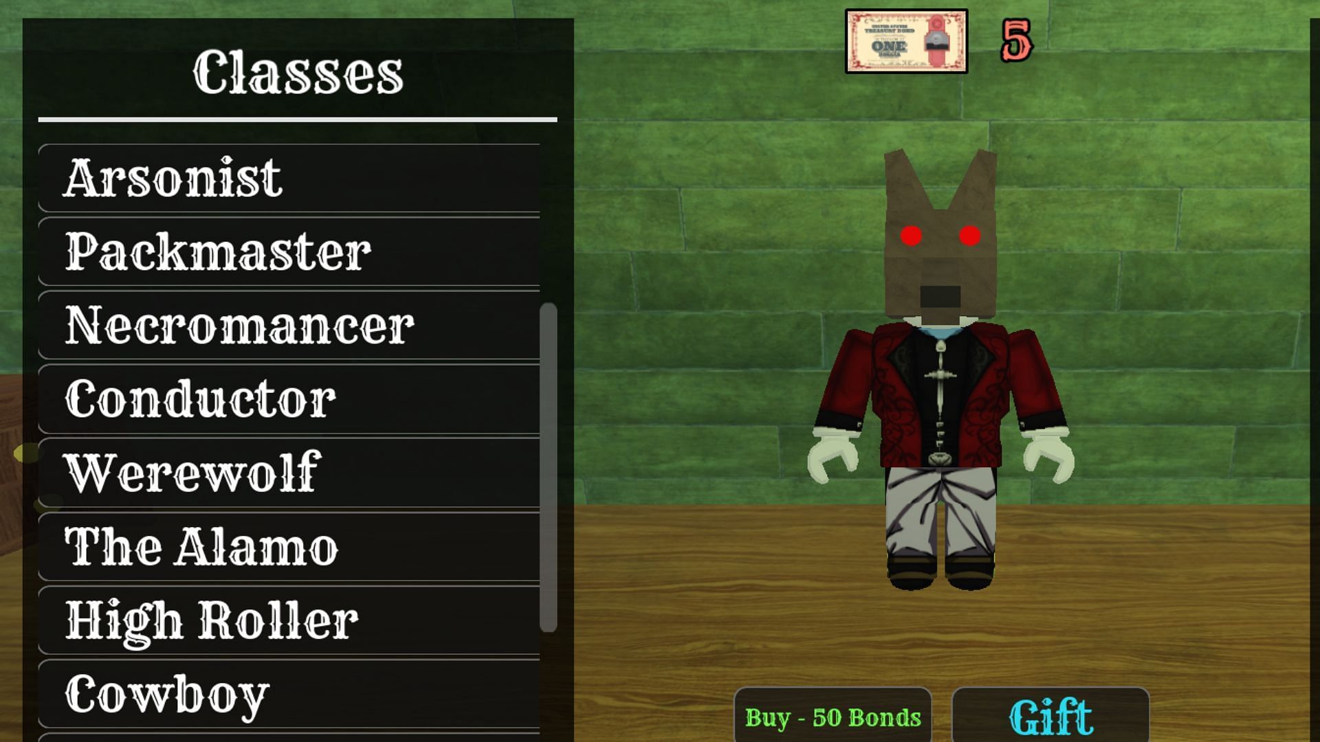 The Werewolf Class in Dead Rails (Image via Roblox)
